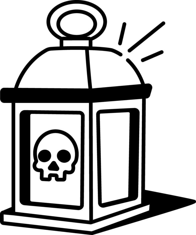 Magic lantern with a dead skull sign, doodle icon vector