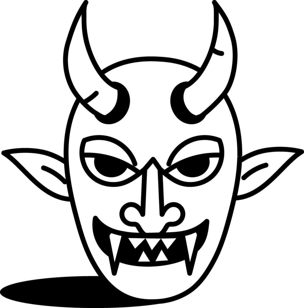 Doodle style icon depicting a scary demon head vector