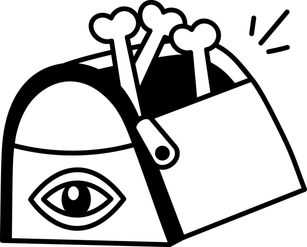 A hand drawn icon of magical bone box vector