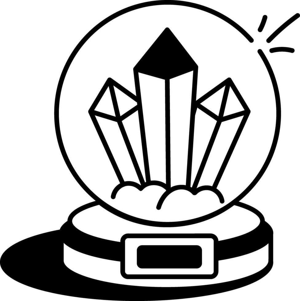 Magic crystals in a glass globe, doodle style icon vector