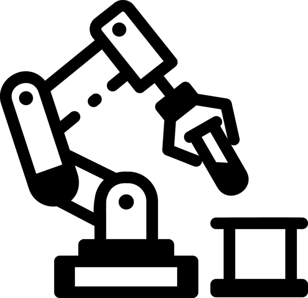 un lineal estilo icono de un robótico brazo demostración laboratorio tecnología vector