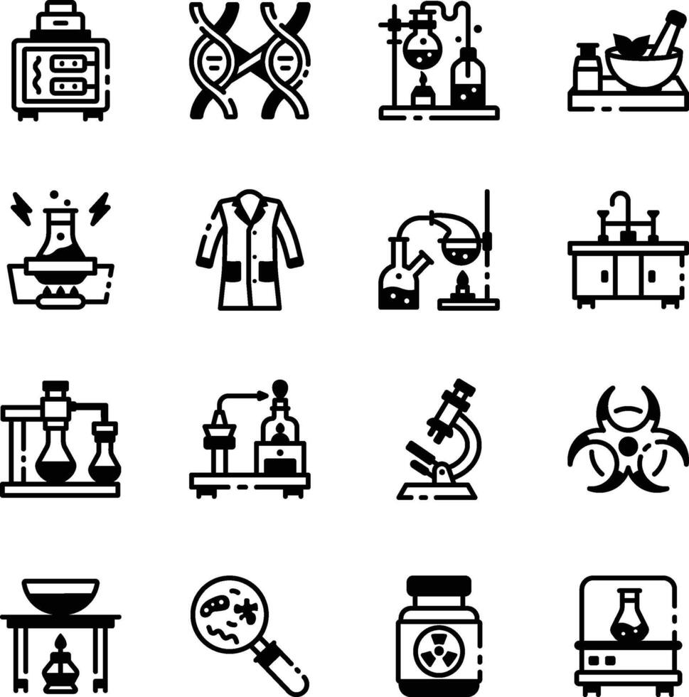 Collection of Laboratory Experiment Linear Icons vector