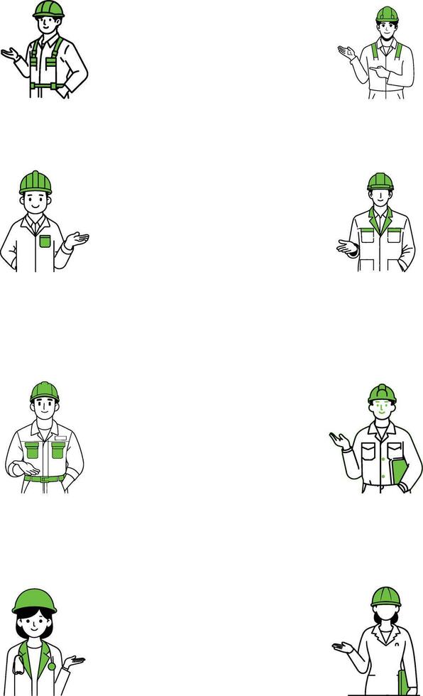 LINE DESIGN SET OF DIFFERENT TYPE OF PROFESSION ON WHITE BACKGROUND vector
