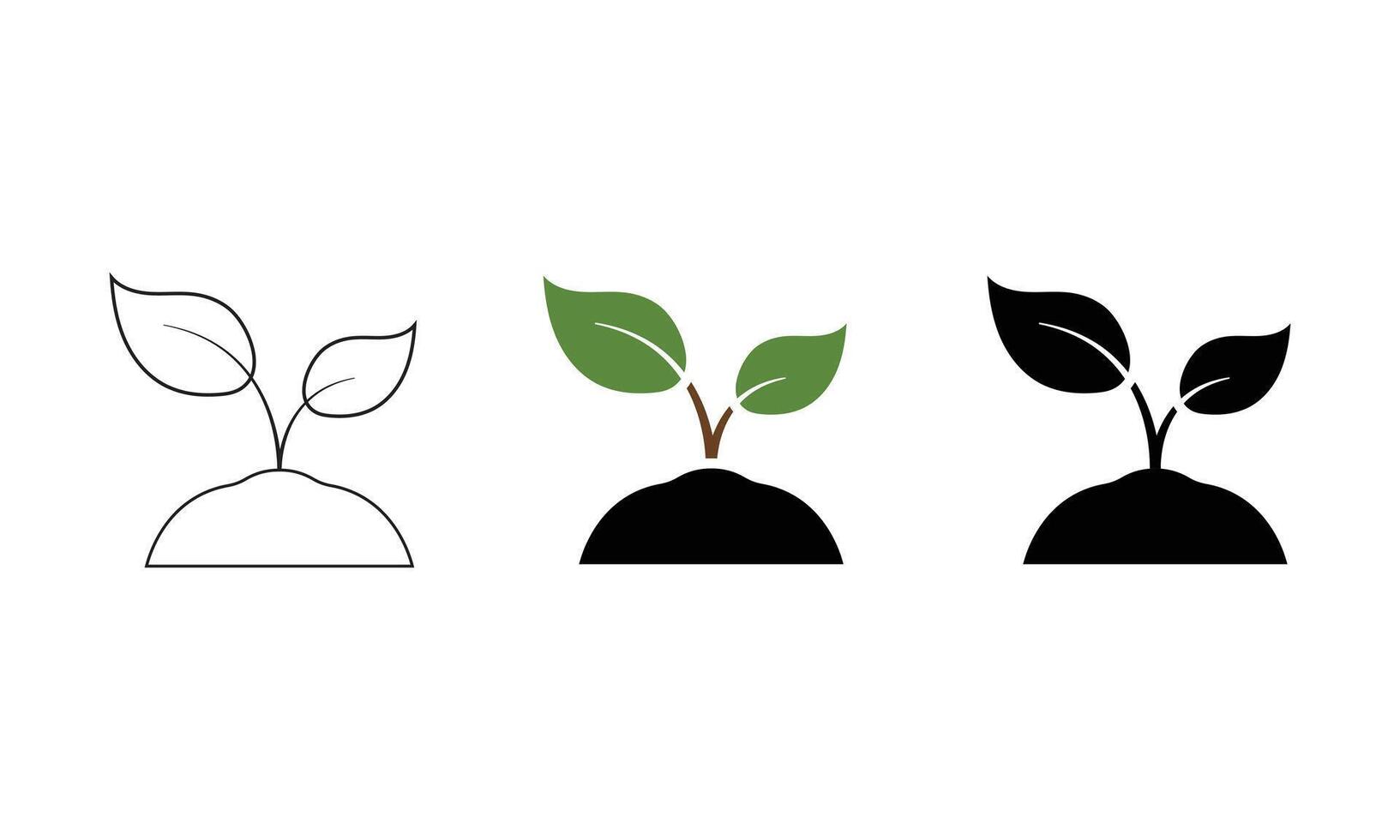 Sprout growing in the soil icon set vector