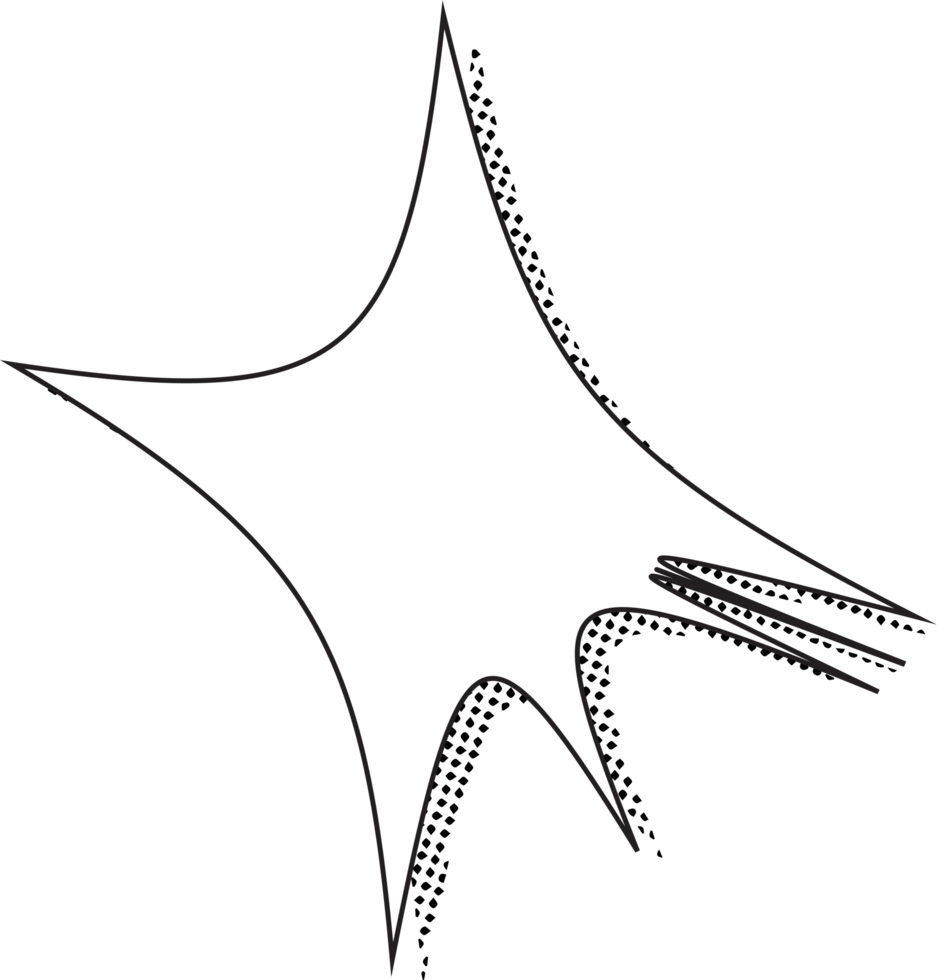 A comic-style explosion shapes. Black line art. White background. Dotted shading effect. Starburst designs. Dynamic outlines. Varied shapes. Hand-drawn look. Digital illustration. Cartoonish elements png