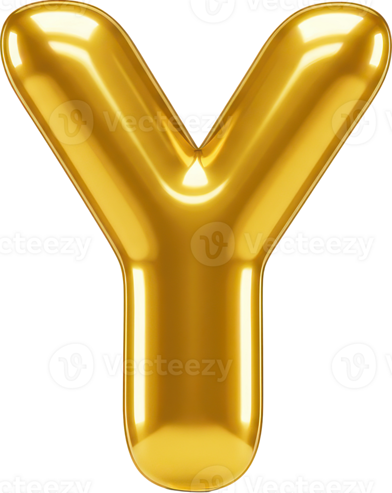 Golden balloon letter Y. Festive, shiny, and celebratory design element for party decorations and typography projects. png