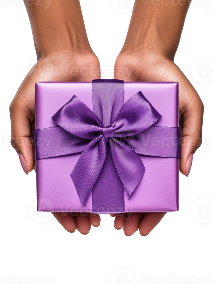 A purple-wrapped gift box tied with a ribbon png