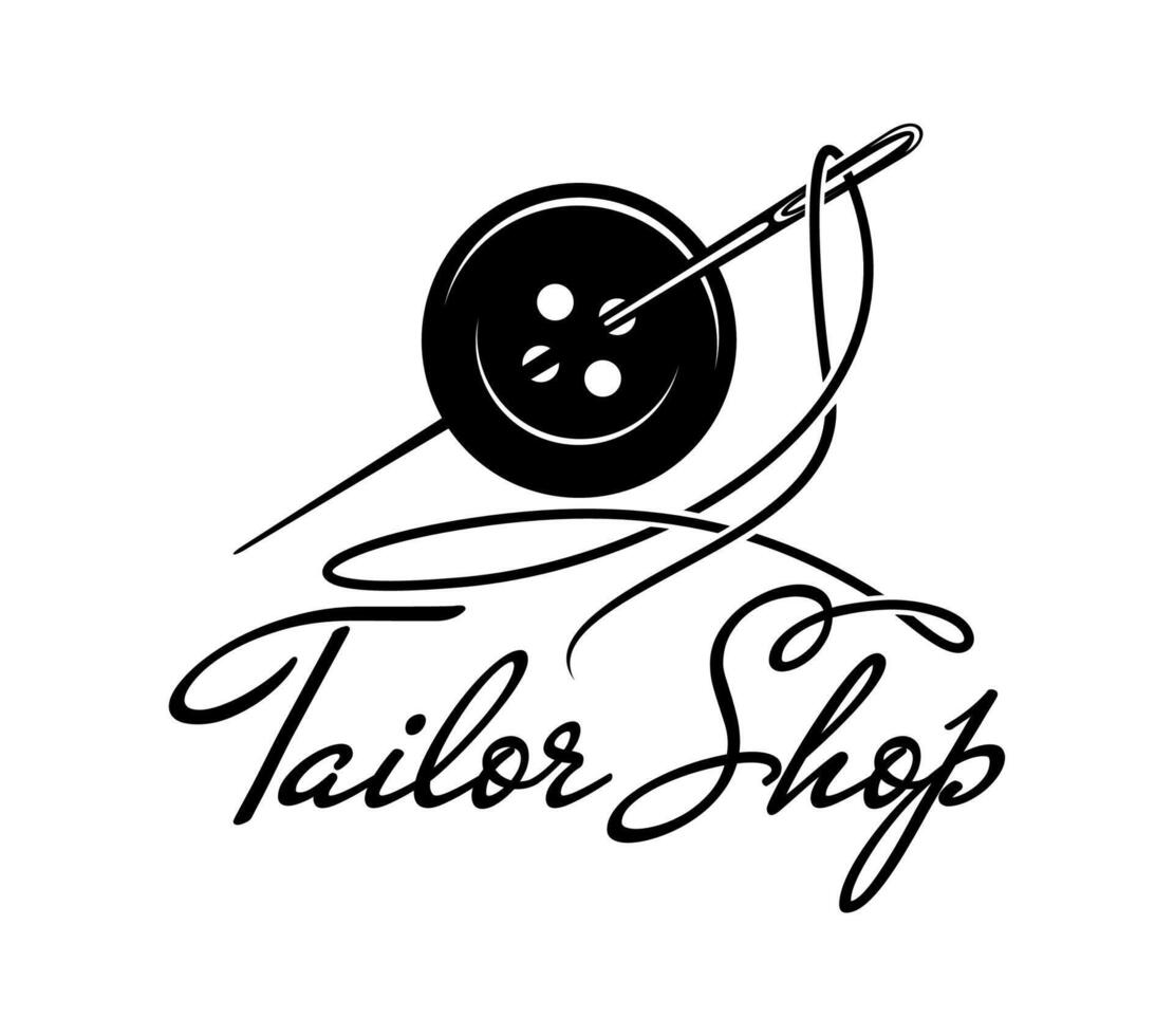 Tailor shop, embroidery and stitch icon vector