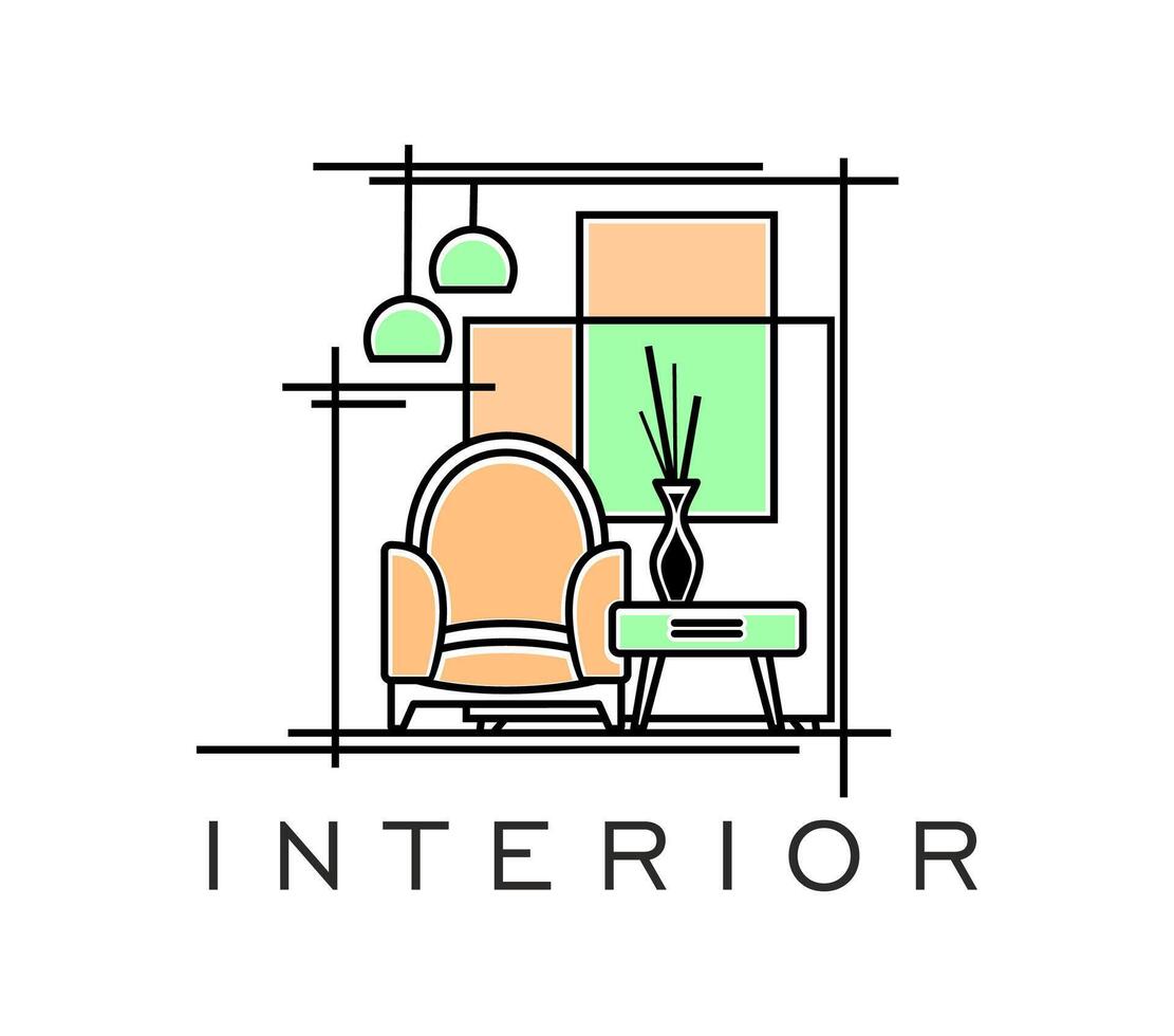 Home interior icon for design studio of furniture vector
