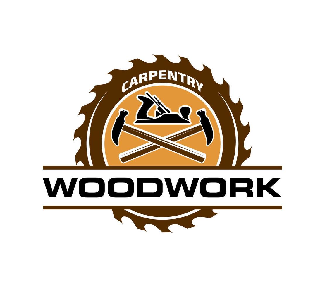 Carpentry workshop and woodwork service icon vector