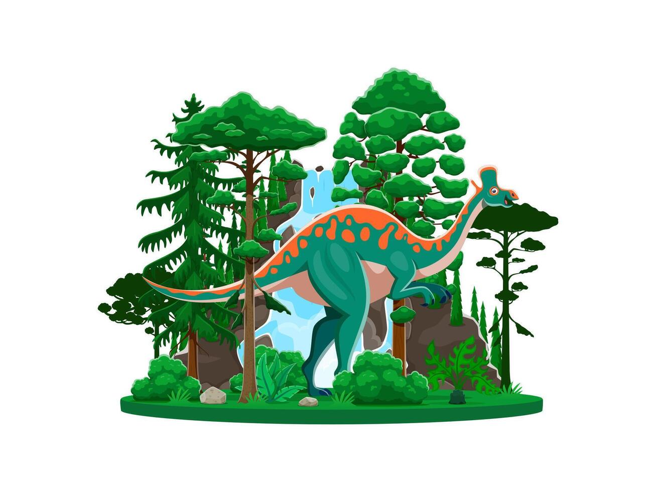 Dinosaur, Lambeosaurus lizard or prehistoric dino vector
