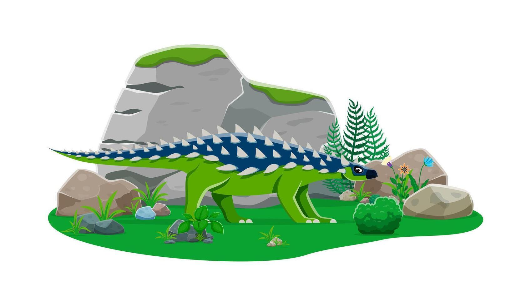 Saichania prehistoric dinosaur character vector