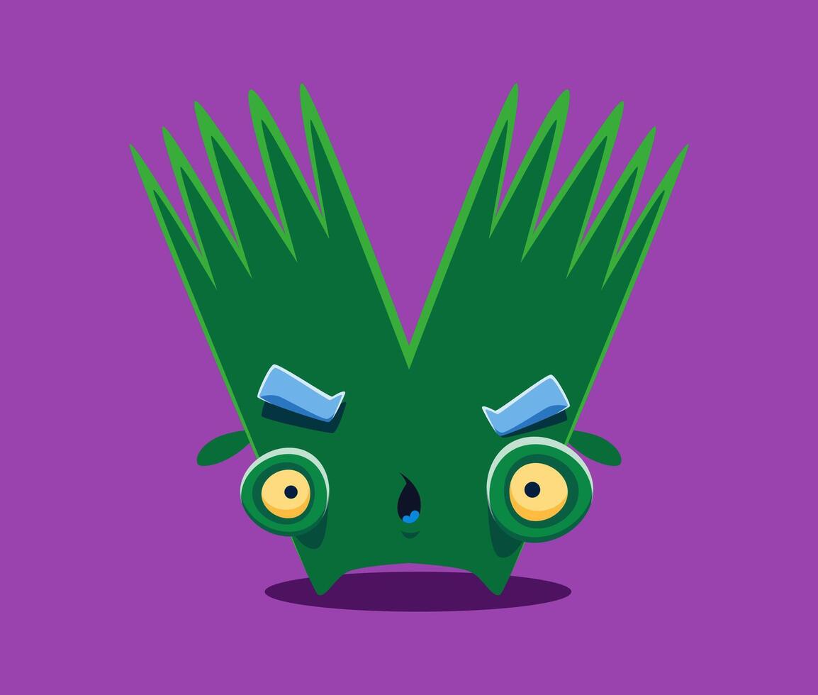 Halloween font letter V spooky monster character vector