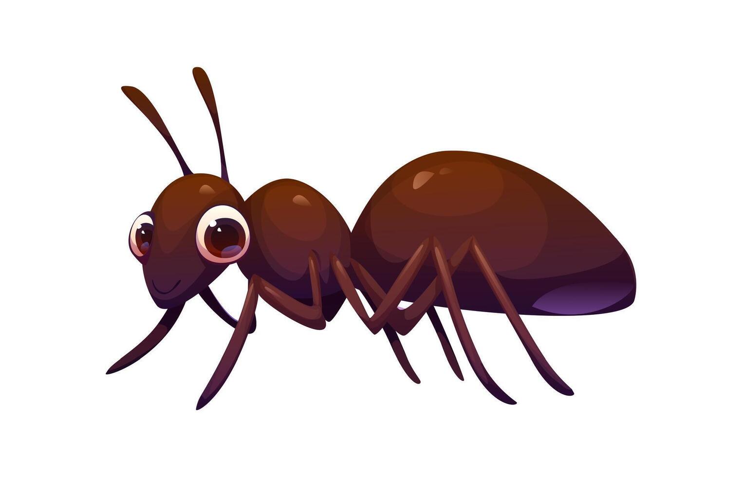 Cartoon funny ant insect character with large eyes vector