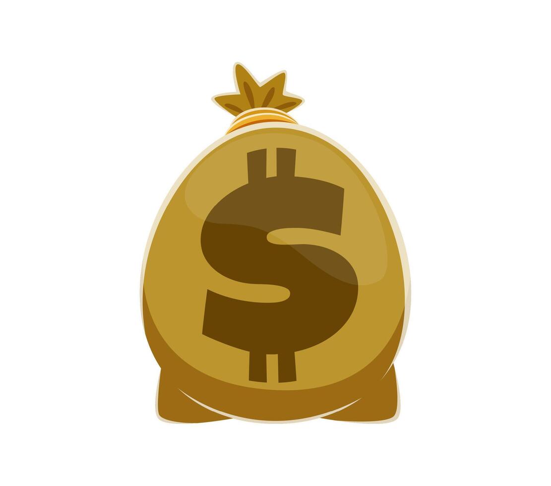Cartoon math number zero as money bag with dollar vector