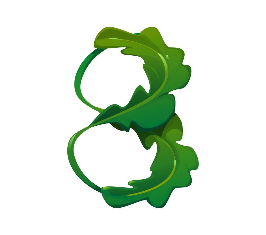 Cartoon underwater font seaweed digit 8 eight vector