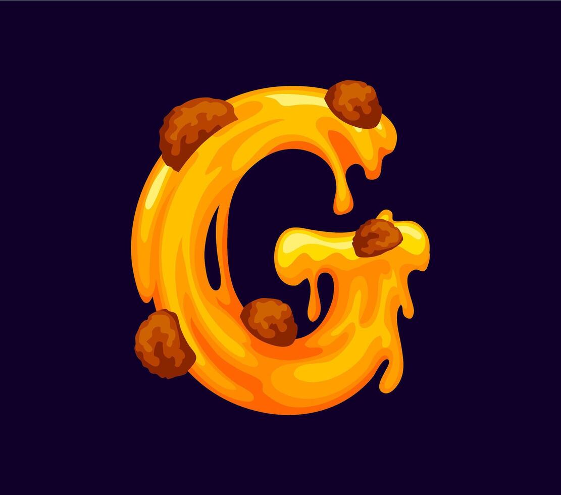 Fast food pasta cartoon alphabet font letter G vector