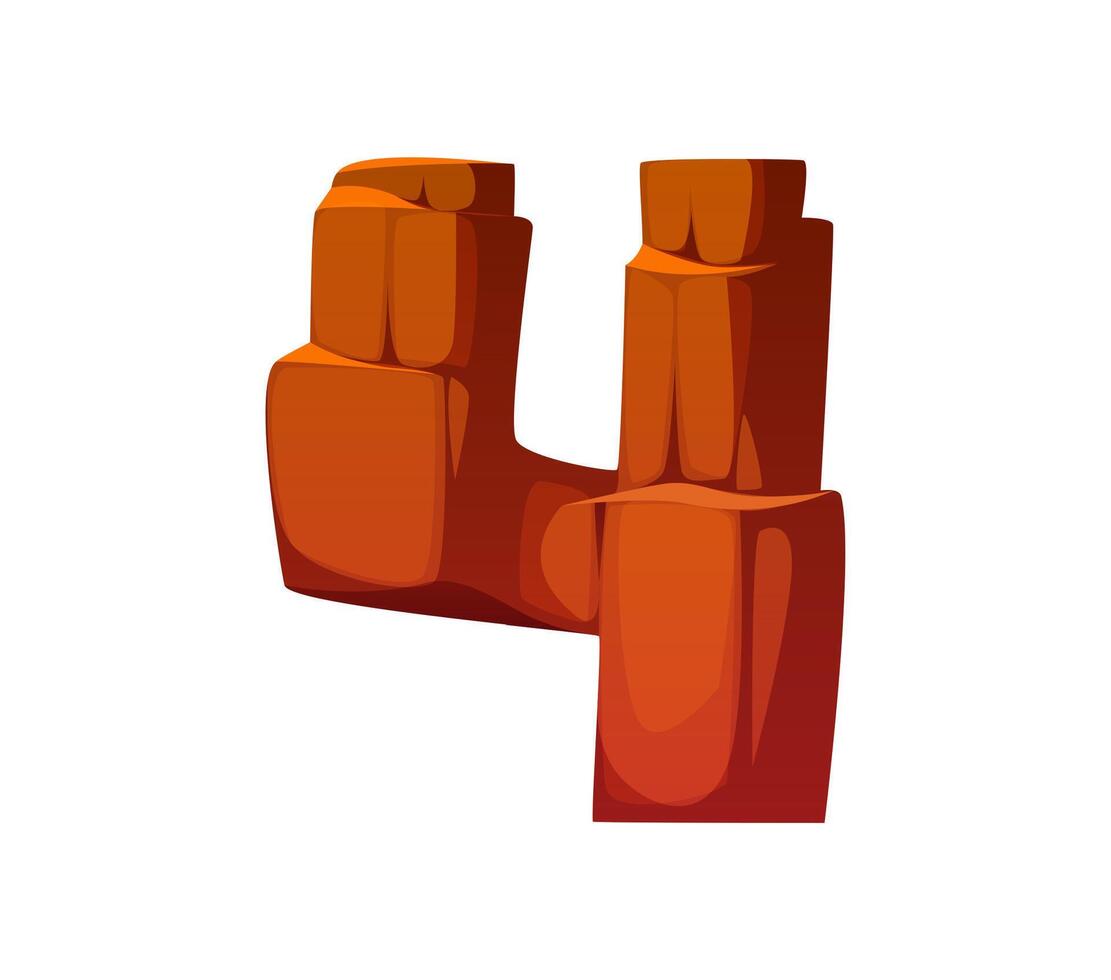 Wild West canyon, cowboy font type digit 4 four vector