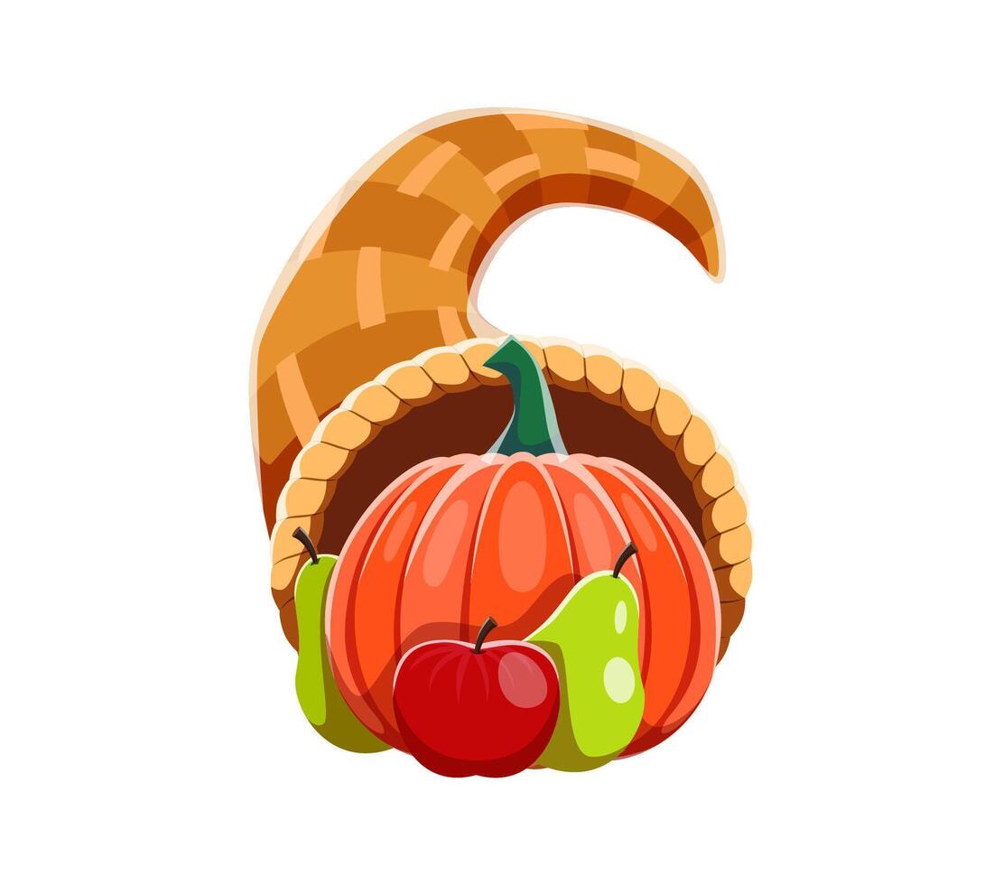 Autumn harvest font garden vegetables digit 6 six vector