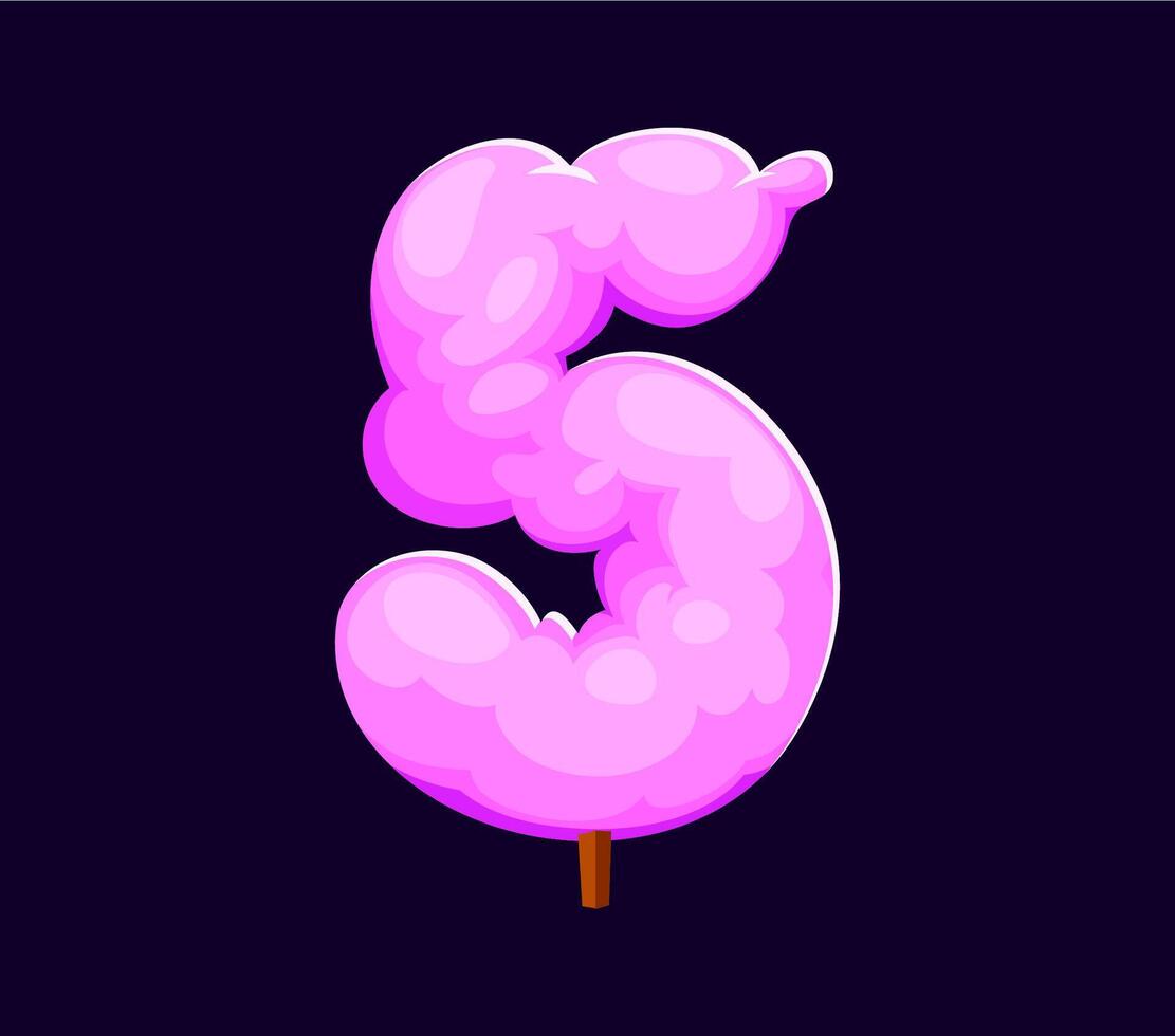 Fast food cotton candy cartoon font digit 5 five vector