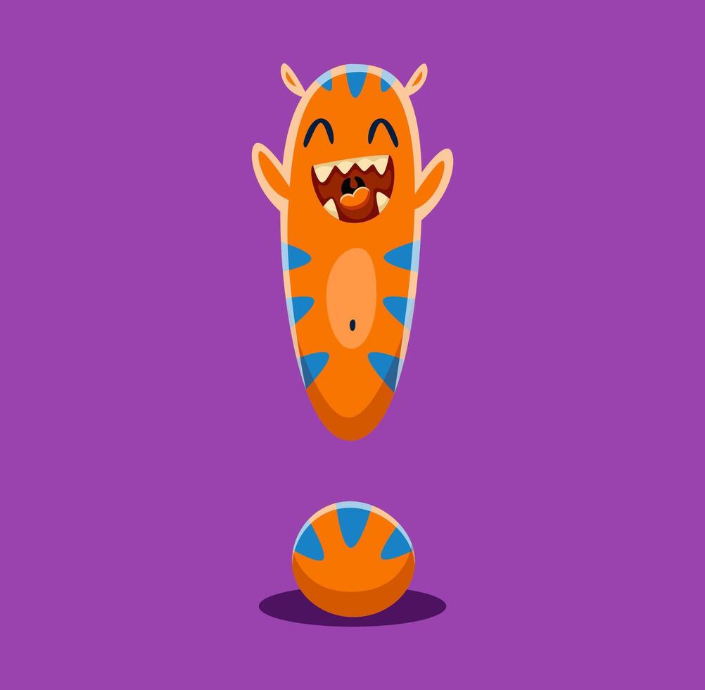 Halloween font exclamation mark monster character vector