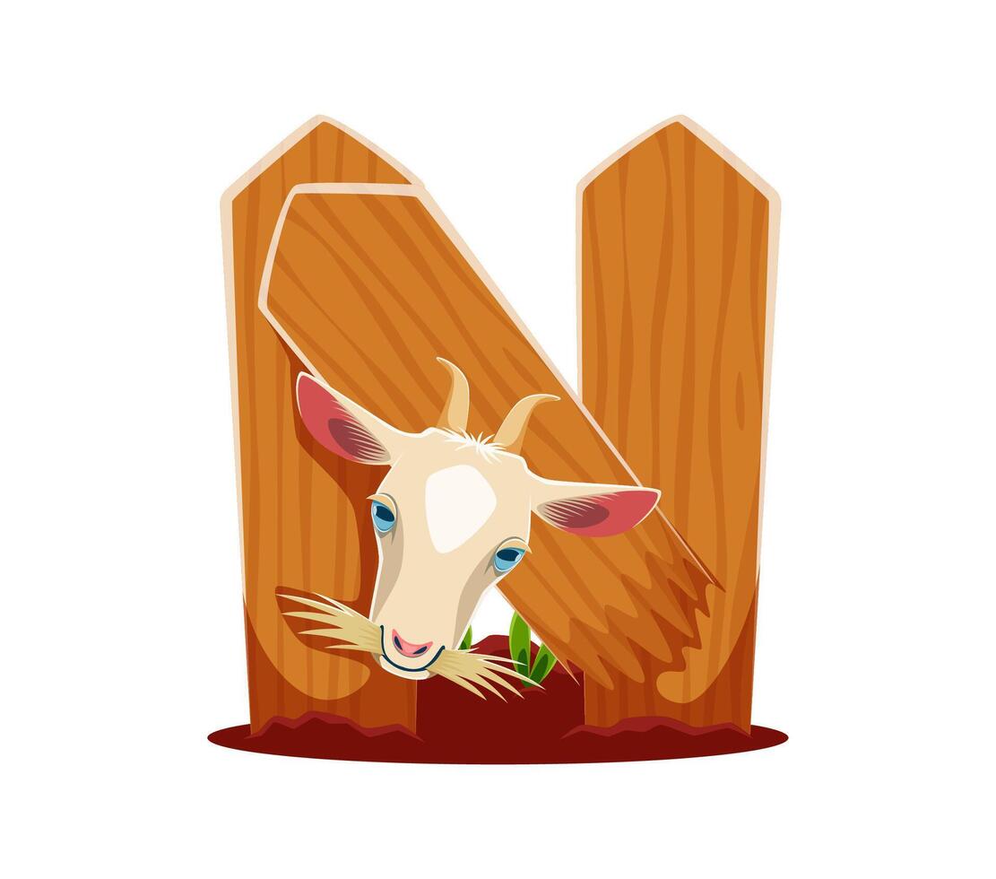 Cartoon farm font type, funny goat animal typeface vector