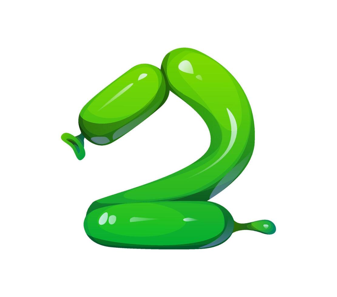 Cartoon number two circus font as green balloon vector