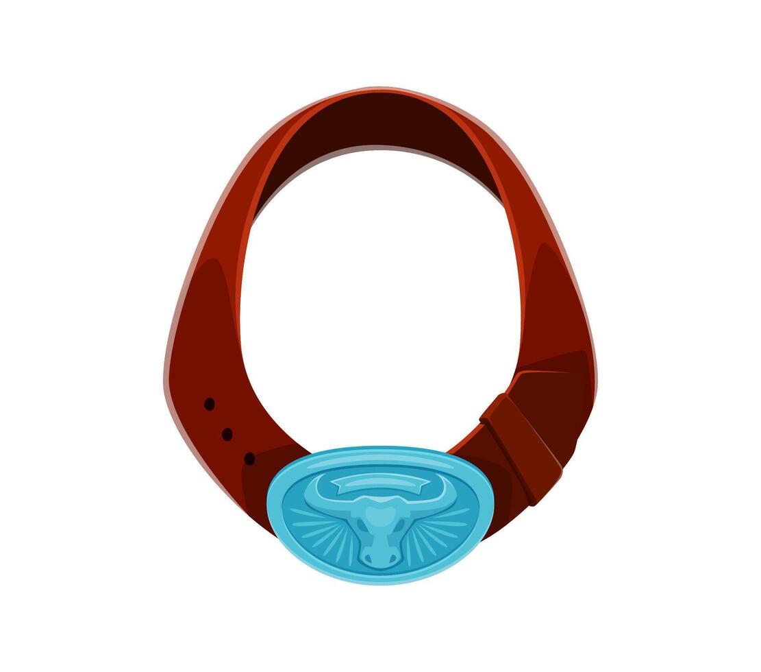 Letter O as a Western cowboy leather belt, font vector
