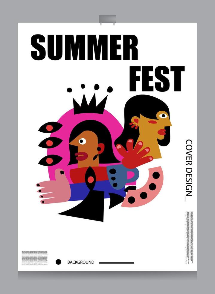 abstract flat illustration Summer fest poster design vector