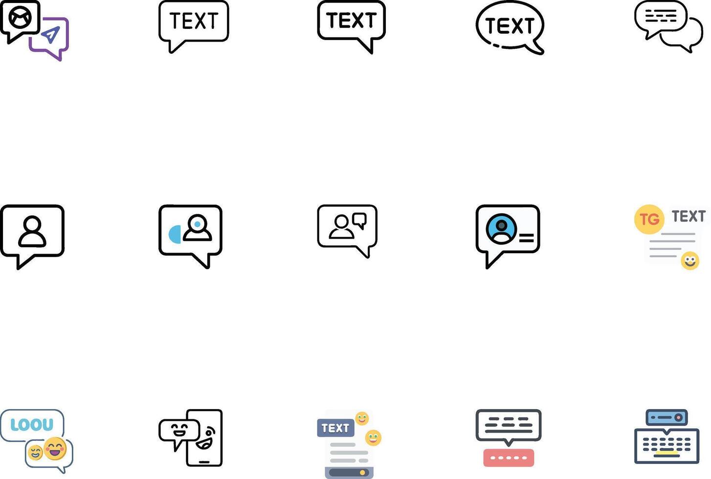 Chat and Message Icon Set High Quality Messaging Icons Collection vector