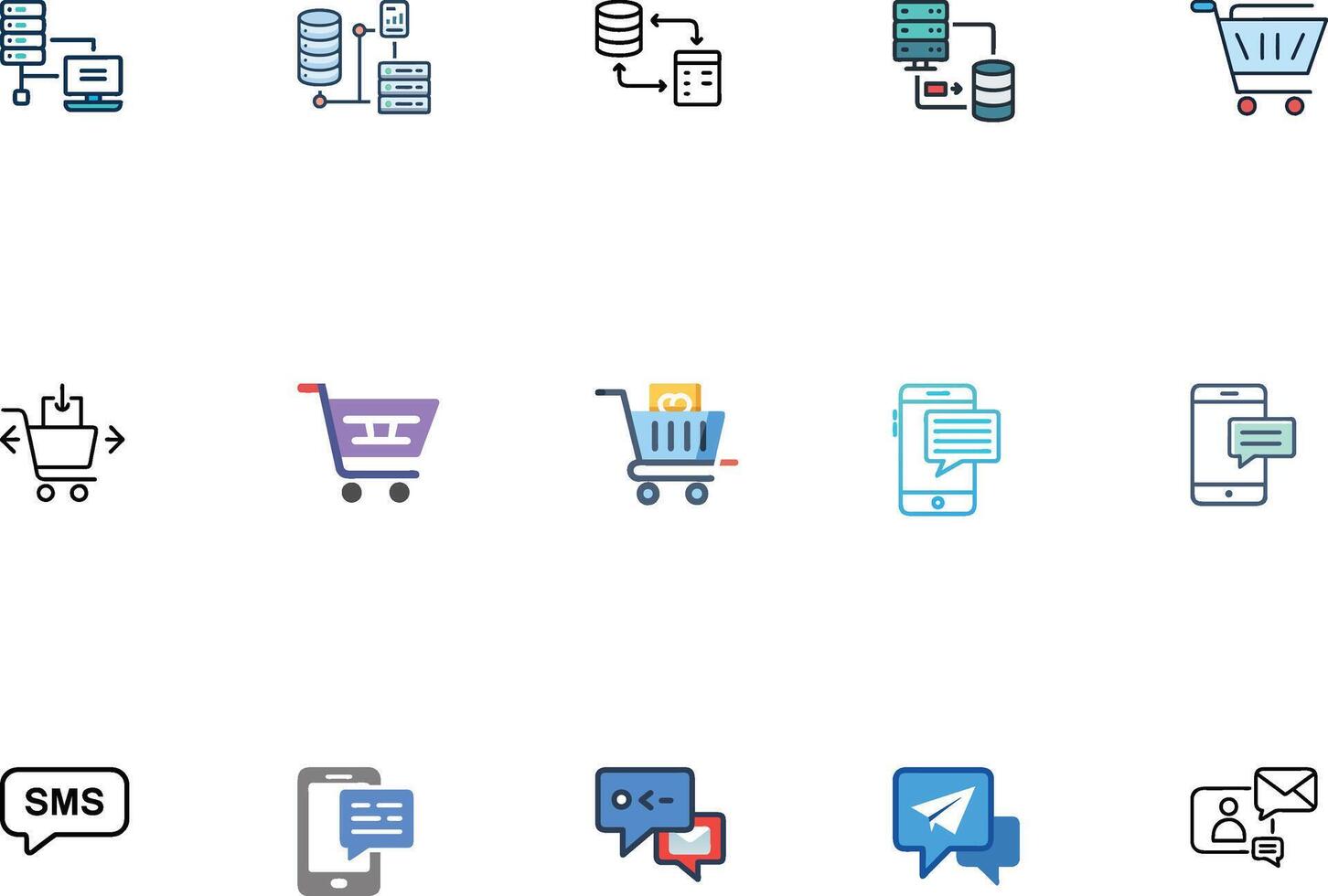 High Quality Chat and Message Icon Set Messaging Icons Pack vector