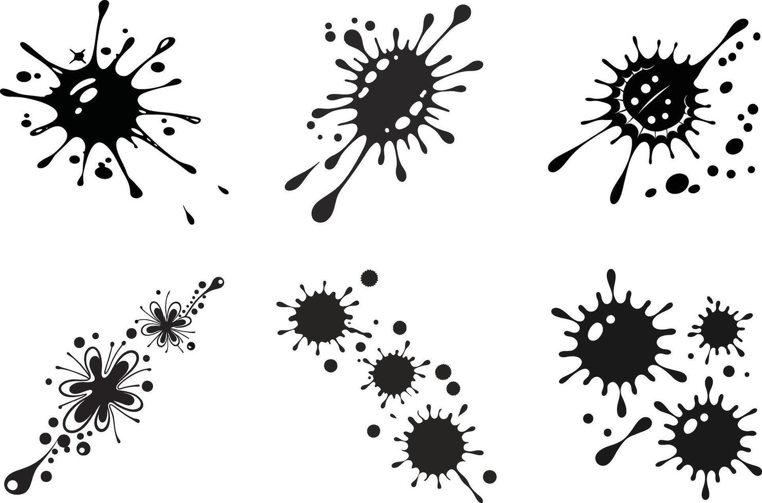 Abstract Art and Paw Print Designs Creative Ink Splatter Bundle vector