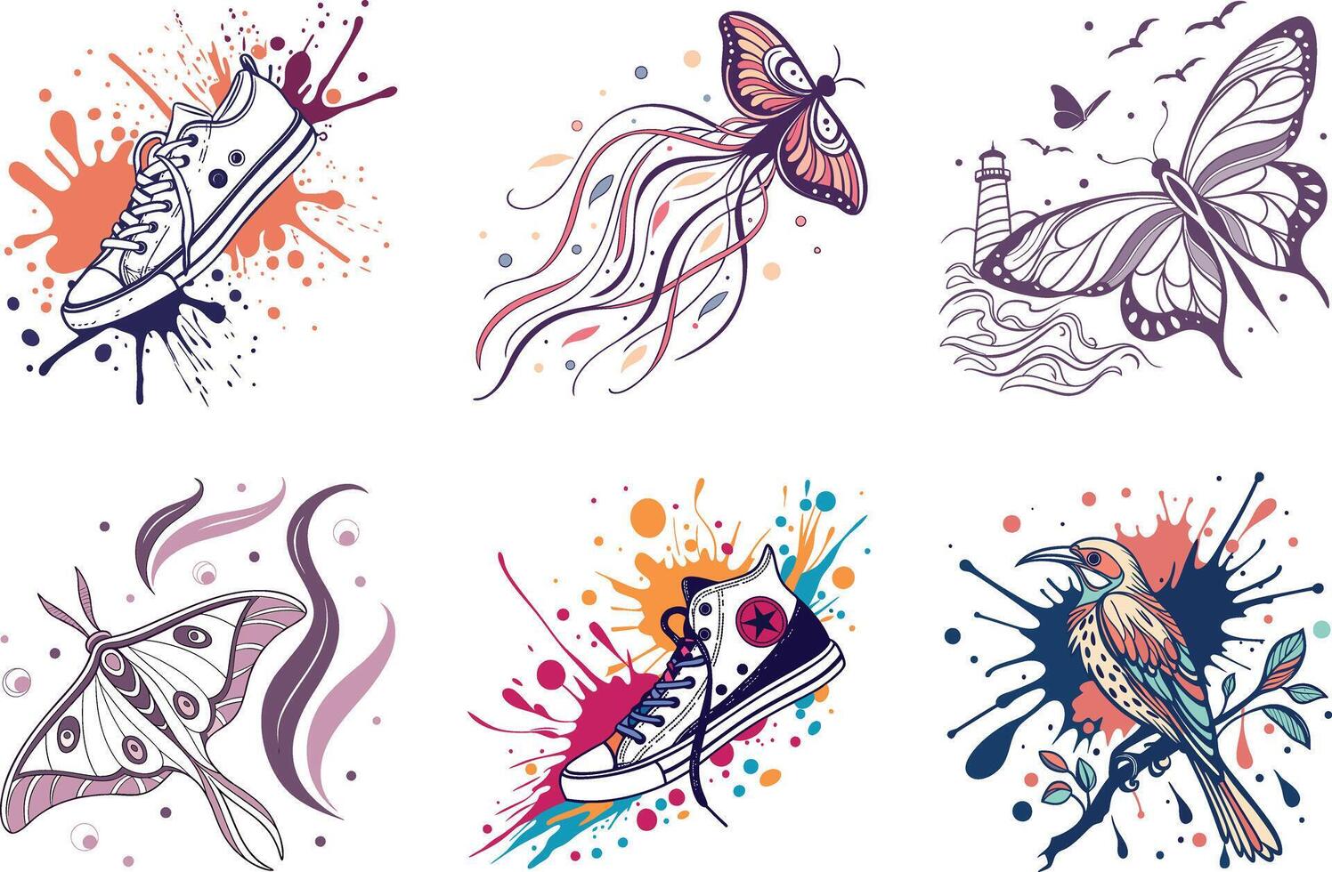 Aesthetic and Modern Abstract Artistic Ink Background Collection vector