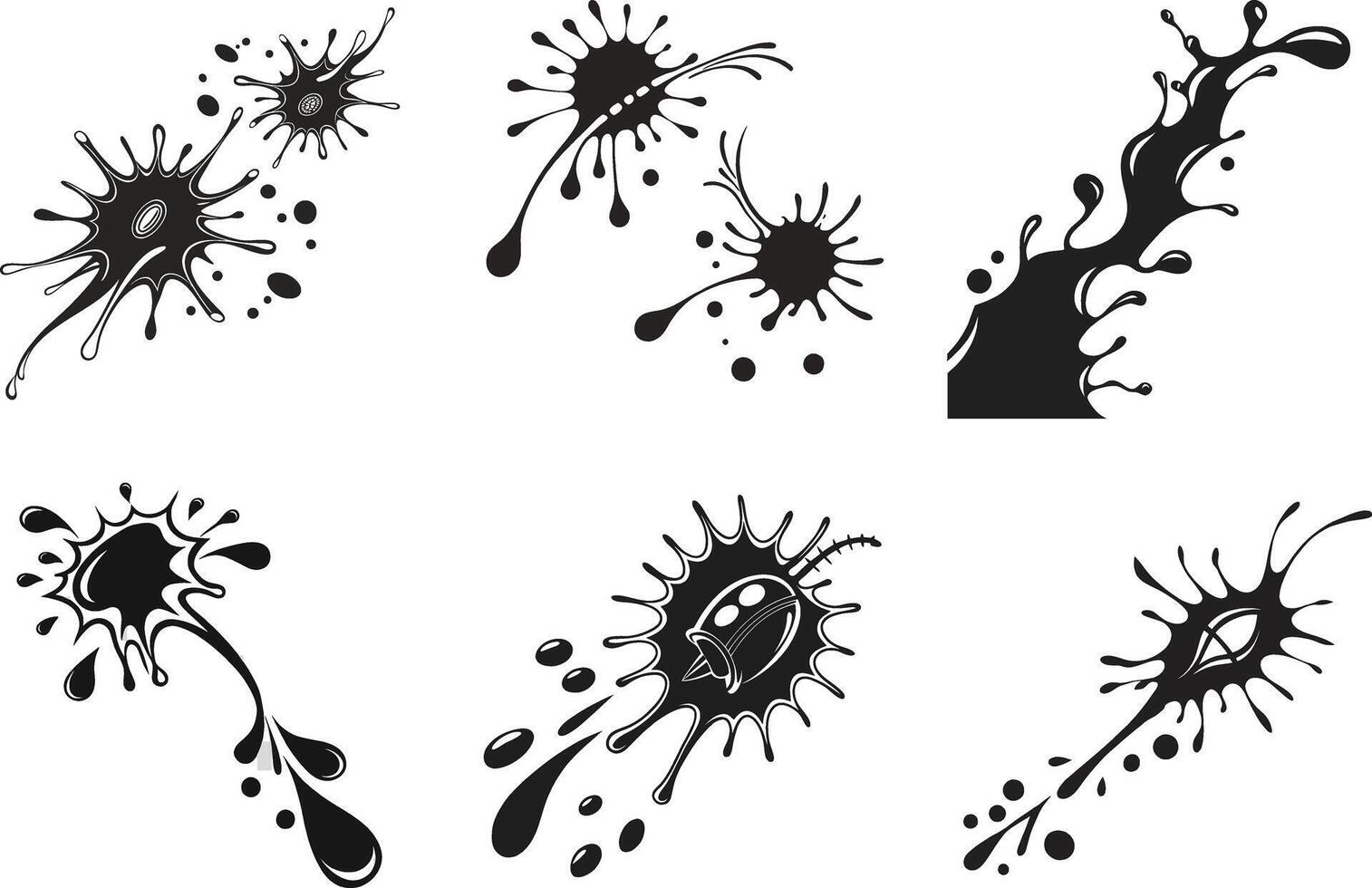 Creative Ink Splatter Bundle Abstract Art and Paw Print Designs vector