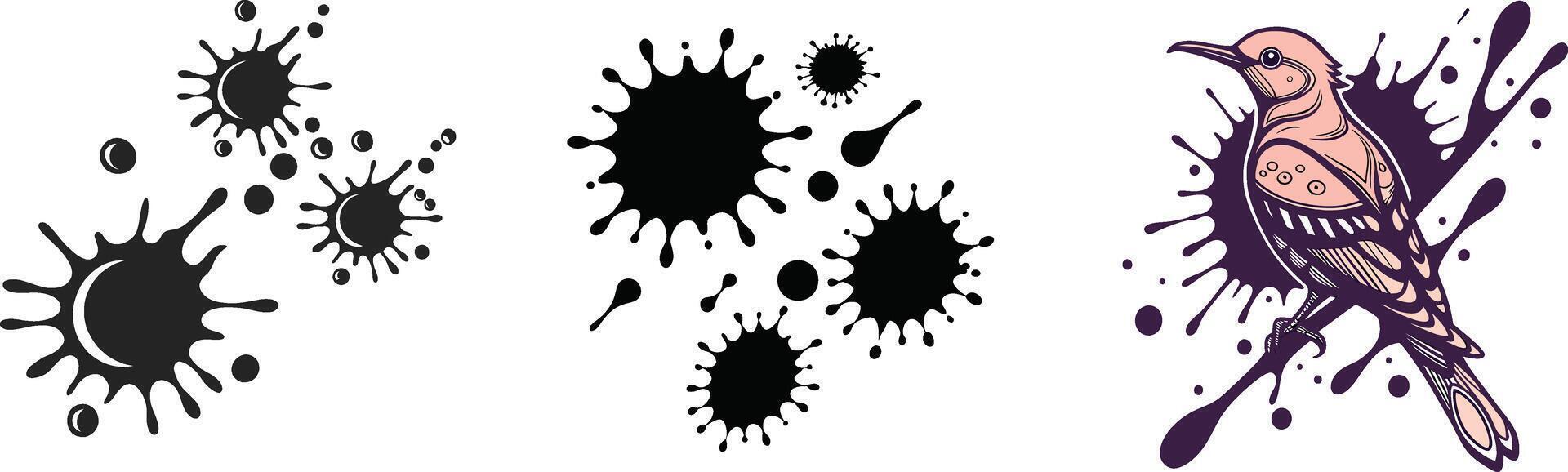 Abstract Art Creative Ink Splatter Bundle with Paw Print Designs vector