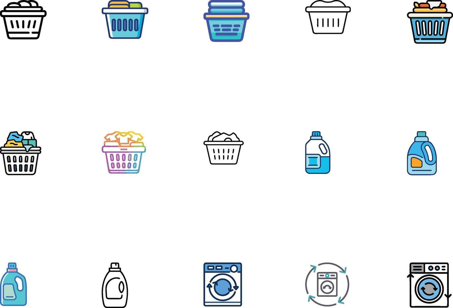 Unique Laundry and Cleaning Icons Set Laundry Icon Pack vector