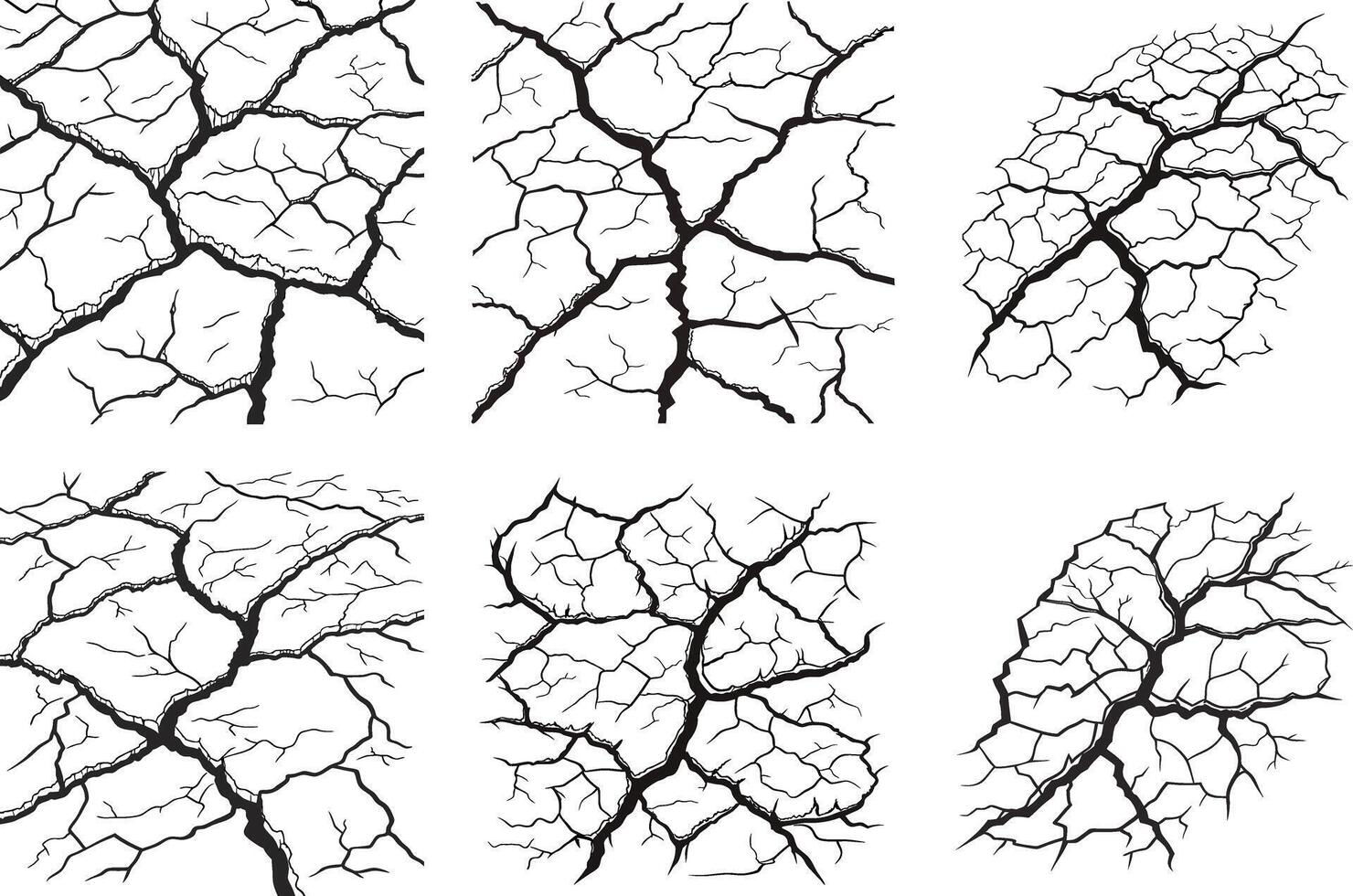High Resolution Cracked Earth and Thunderbolt Veins Texture Bundle vector