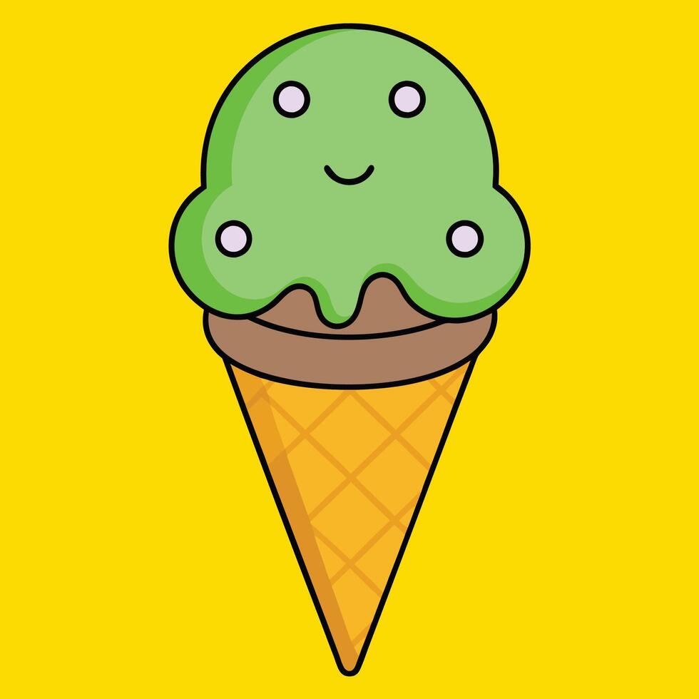 Ice cream cone cartoon illustration sweet food icon design vector