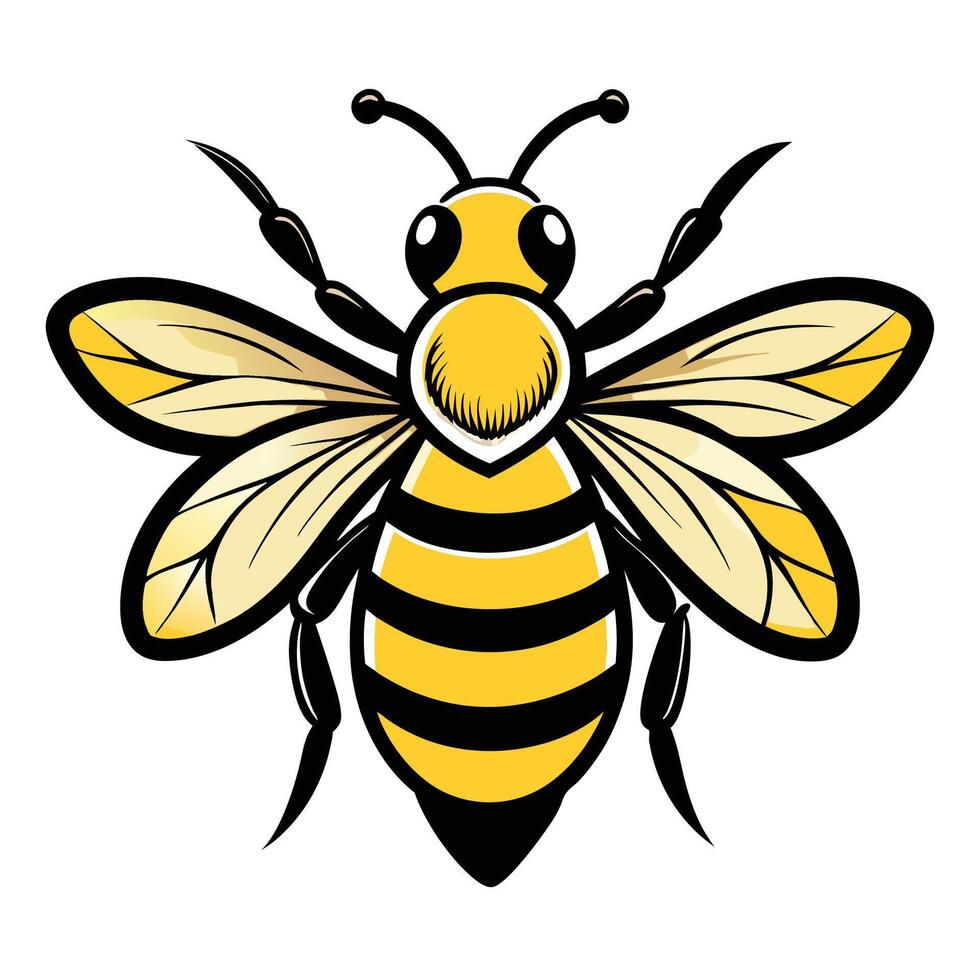 Adorable Kawaii Bee with Cute Expressions Flat Art vector