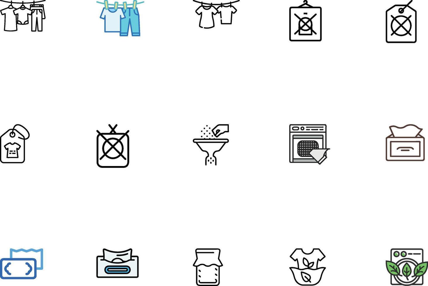 Laundry Icon Pack with Unique Laundry and Cleaning Icons vector