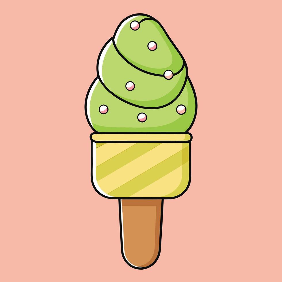 Cute kawaii ice cream illustration Design vector