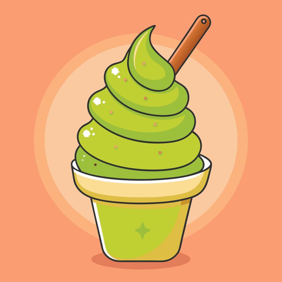 Cute kawaii cup ice cream illustration Design vector