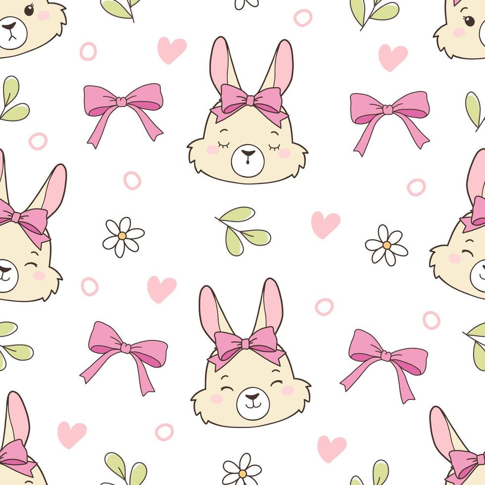 Easter Day Seamless Pattern with Coquette Bunny Seamless Pattern Seamless Pattern Fabric vector