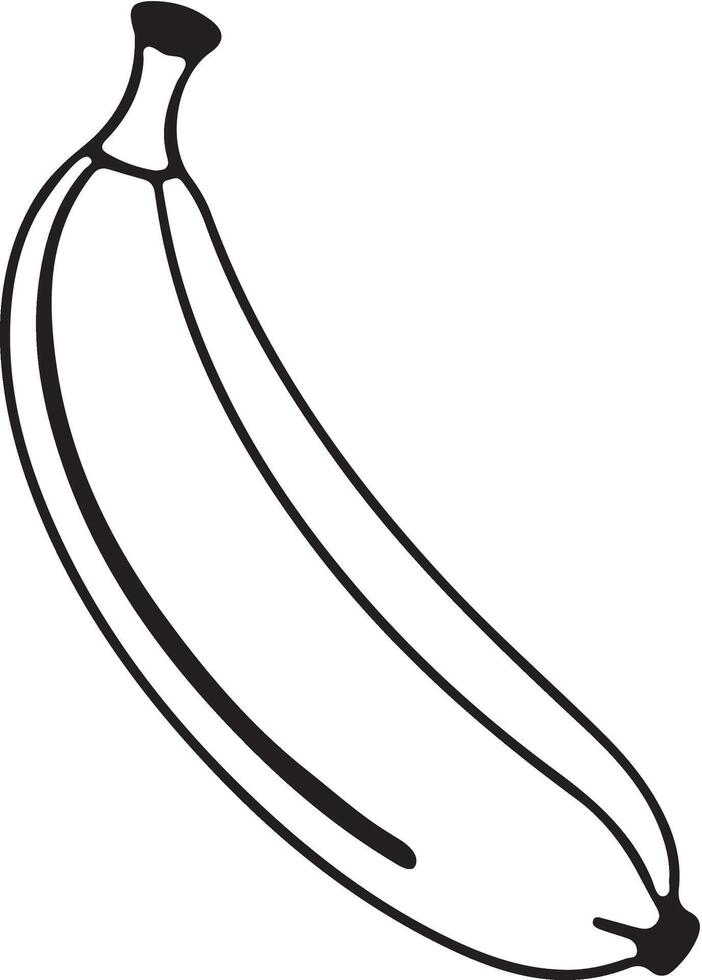 Banana,line art silhouette isolated on white background. vector