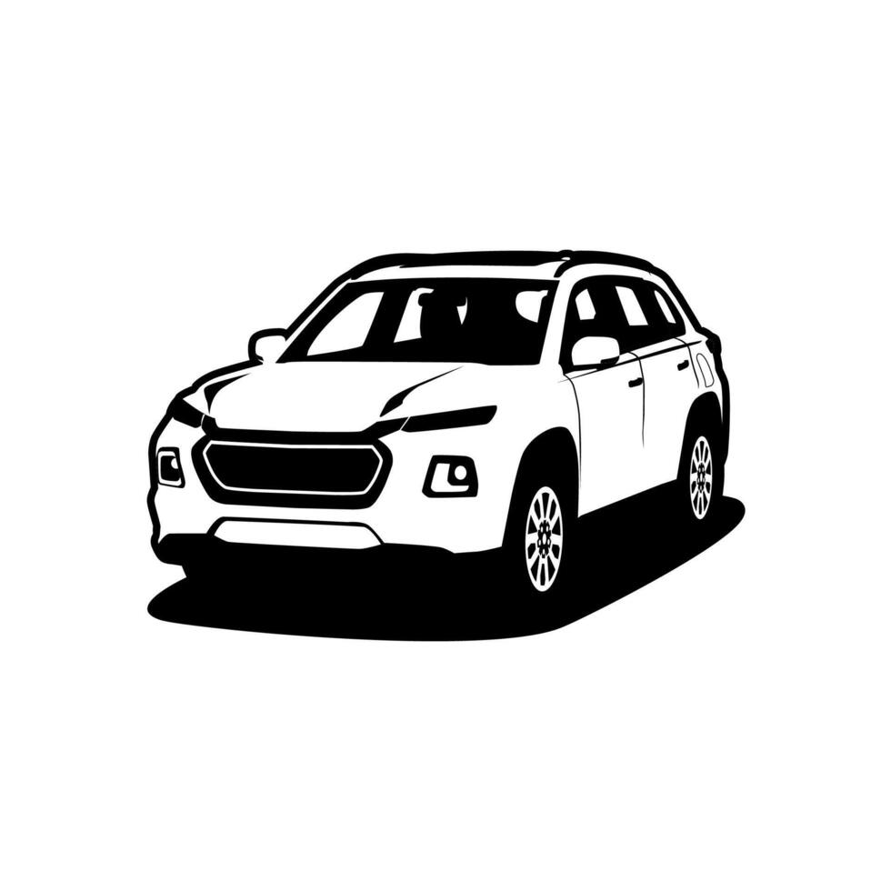 realistic suv car hand draw monochrome vector