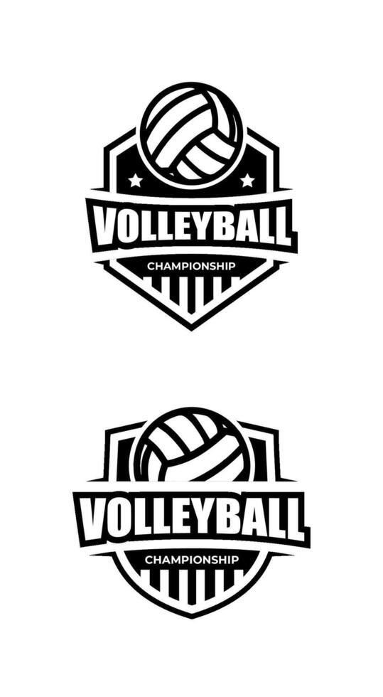 volleyball logo design in black and white monochrome vector