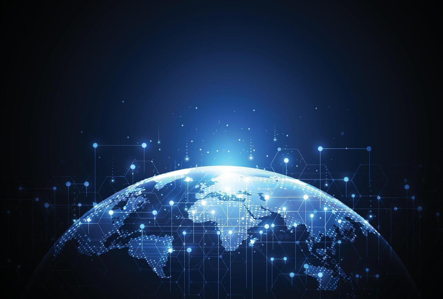 Abstract global network connection on technology background. World map point and line composition concept vector