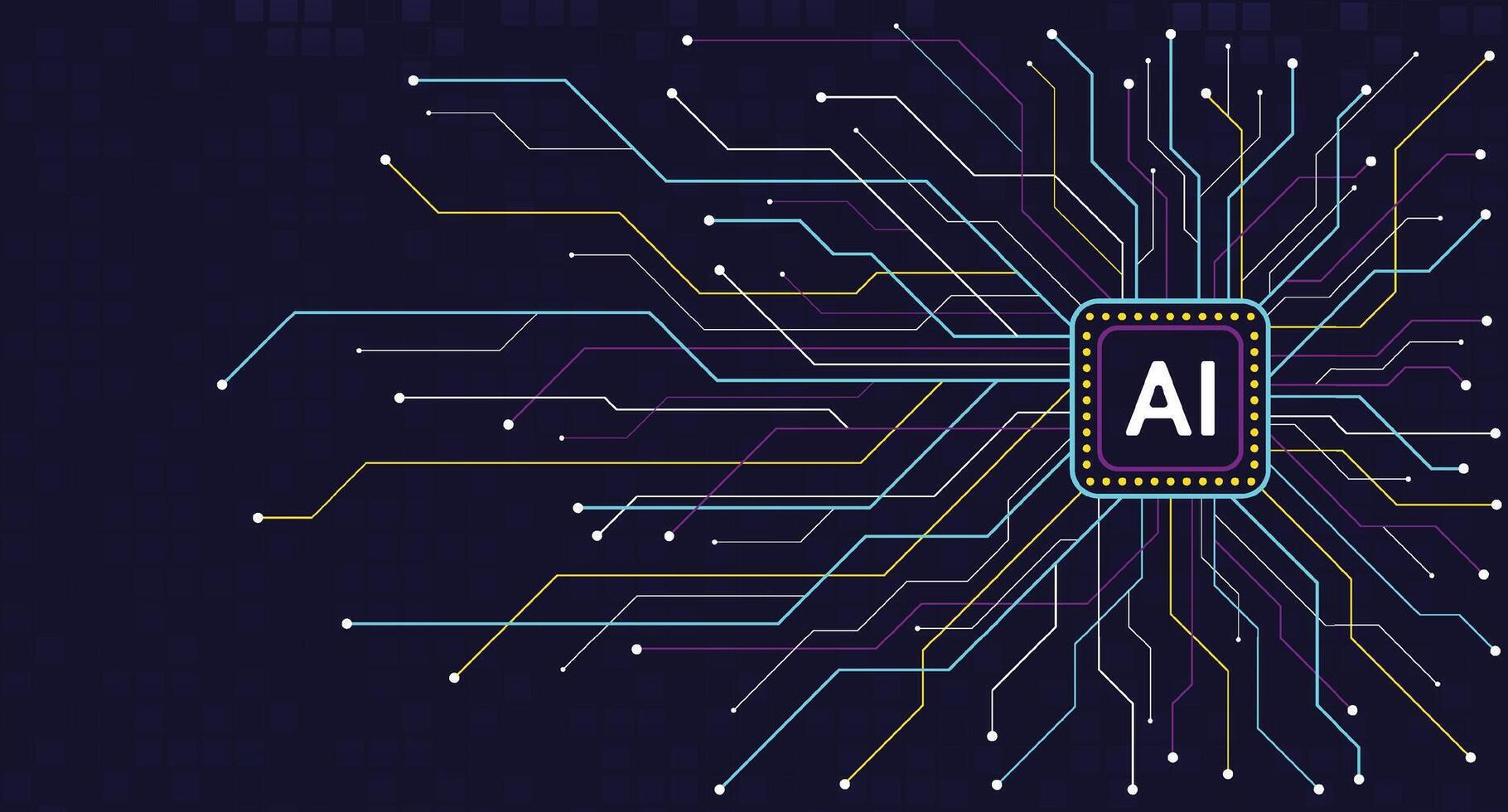Abstract artificial intelligence chipset on circuit board in futuristic concept technology vector