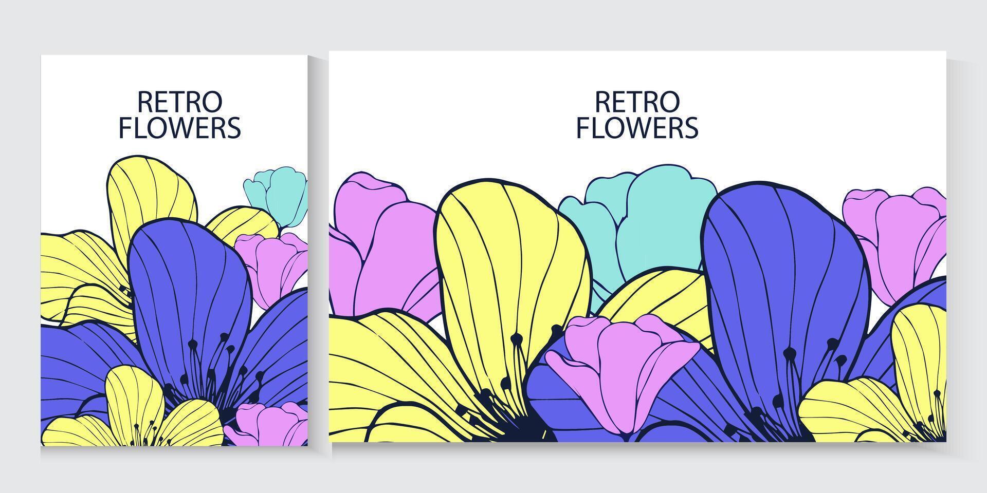 set of banners poster with flowers for summer or spring background vector