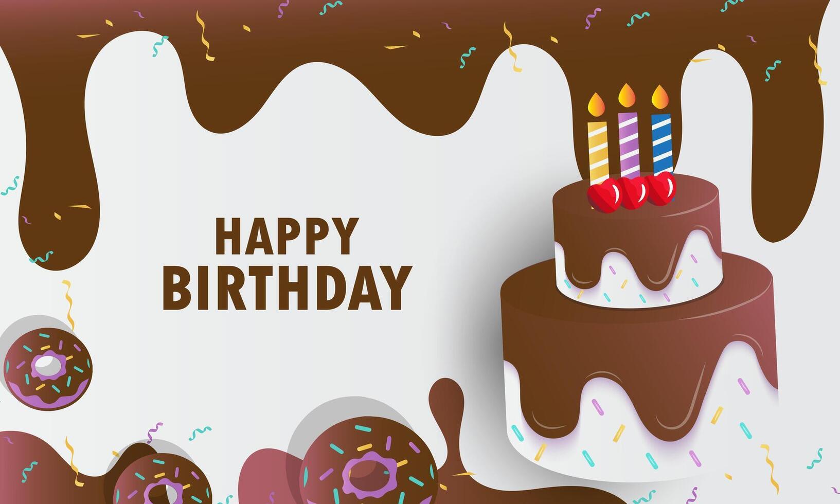 happy birthday cake with candles and sprinkles vector